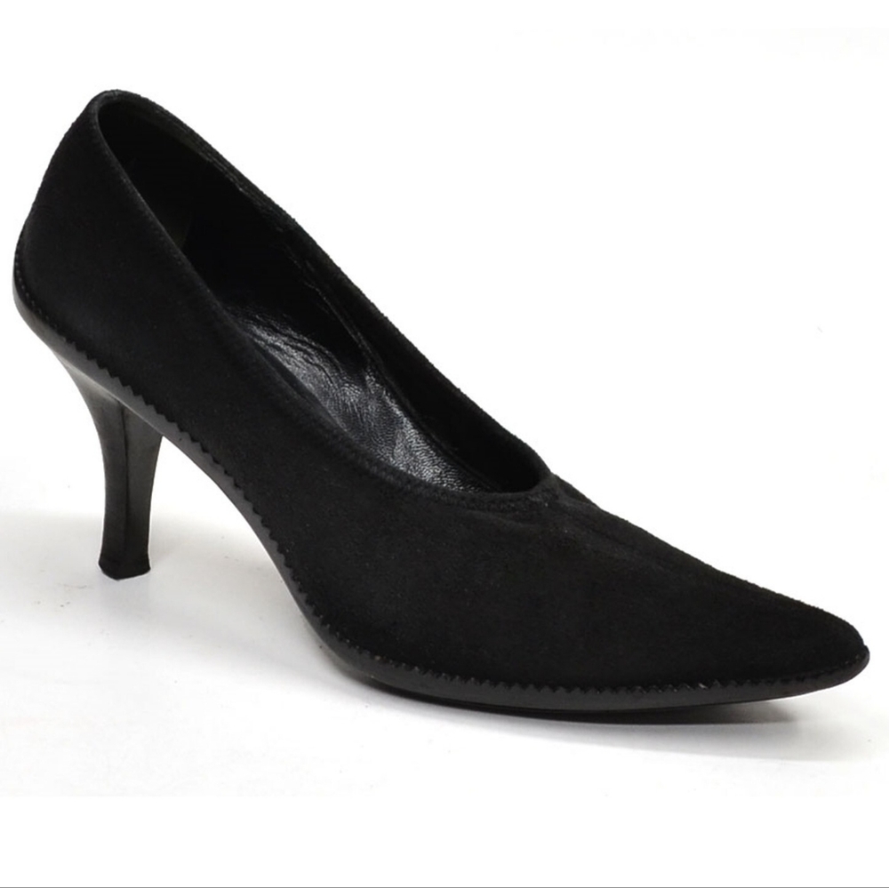 Jil Sander Pointed Toe Pump Black Suede High Heels 7